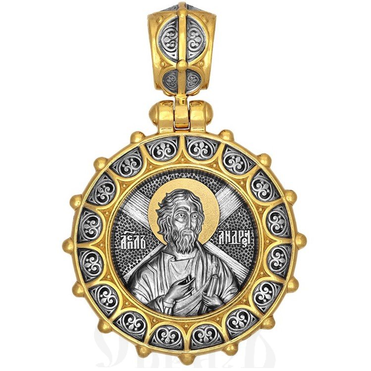 образок «апостол андрей первозванный», серебро 925 проба с золочением (арт. 102.333)
