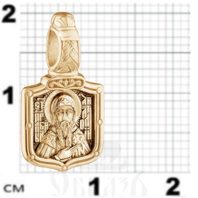 нательная икона «святой преподобный анатолий. молитва», золото 585 пробы желтое (арт. 202.748)