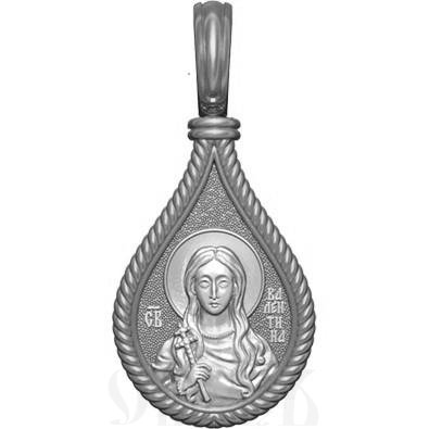 нательная икона св. мученица валентина кесарийская, серебро 925 проба с родированием (арт. 06.007р)