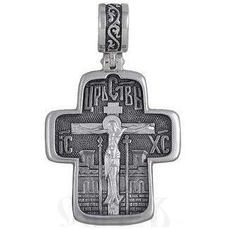 крест с образом святых петра и февронии, серебро 925 проба (арт. 43295)