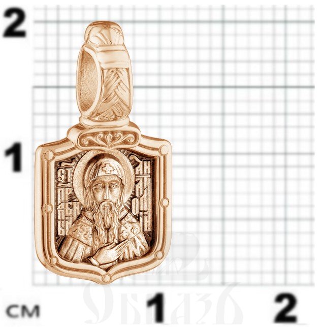 нательная икона «святой преподобный анатолий. молитва», золото 585 пробы красное (арт. 202.748-1)